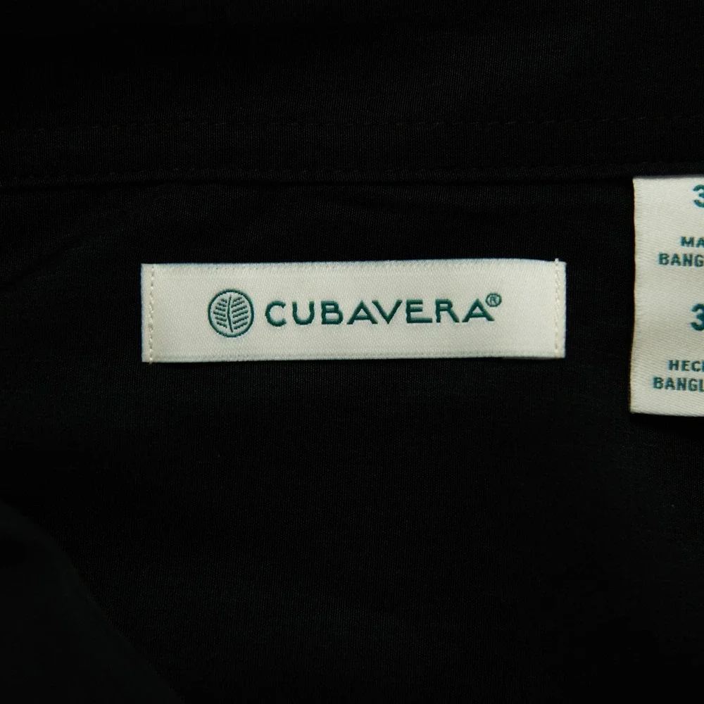 Cubavera Black Men's 3XL Guayabera Wedding Shirt Vertical Stripe Panel Big Tall